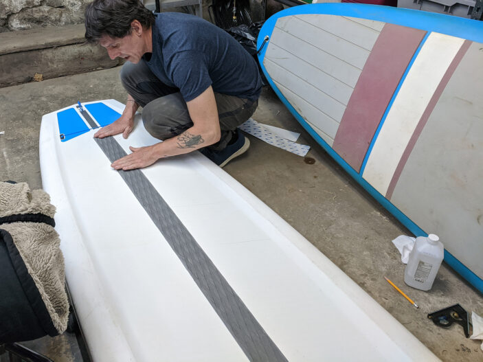 applying the gray middle stripe