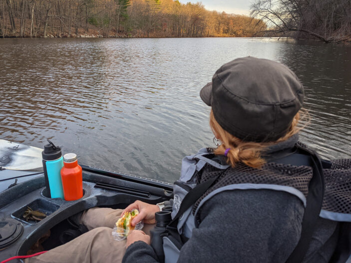 eating sandwiches on the river